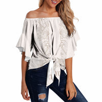 Personalised Filipino Freemasonry Off Shoulder Wrap Waist Top Masonic Barong Tagalog Inspired Black