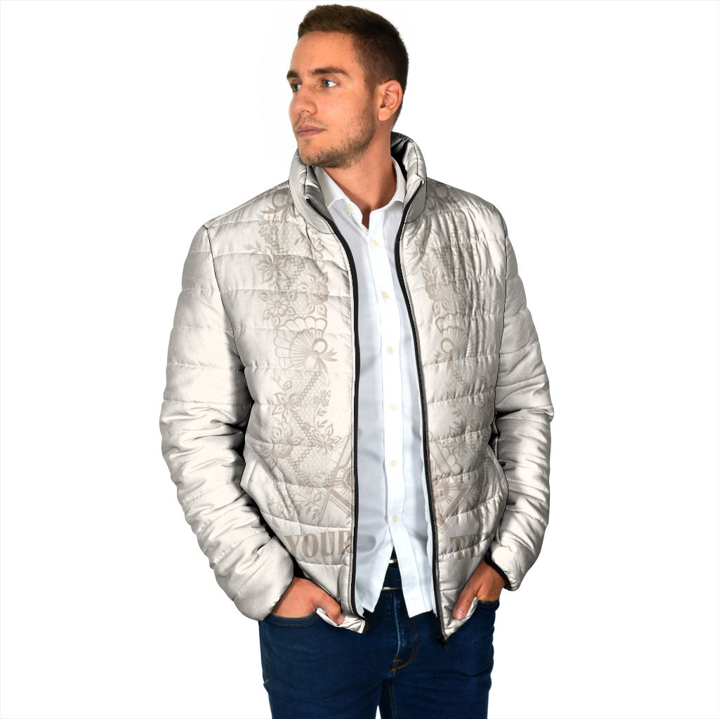 Personalised Filipino Freemasonry Padded Jacket Masonic Barong Tagalog Inspired Black