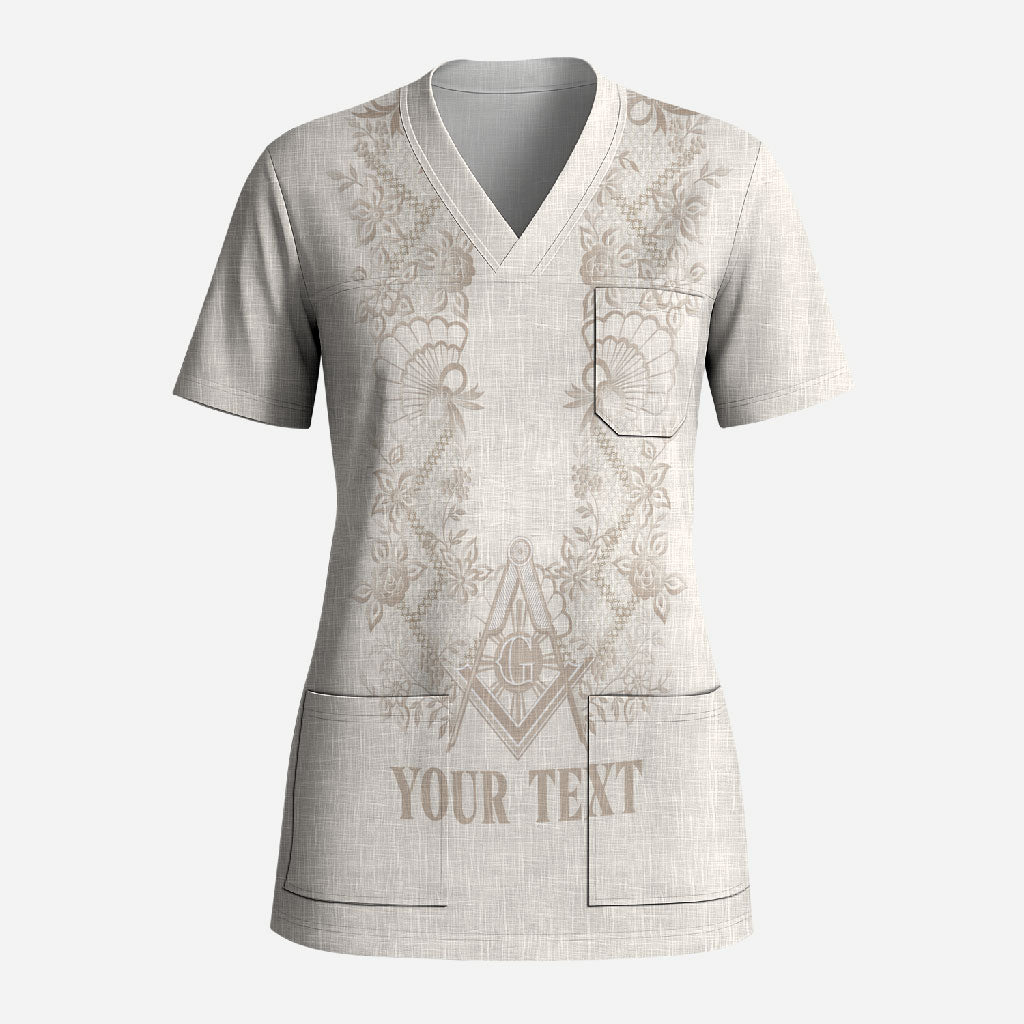 Personalised Filipino Freemasonry Scrub Top Masonic Barong Tagalog Inspired Black