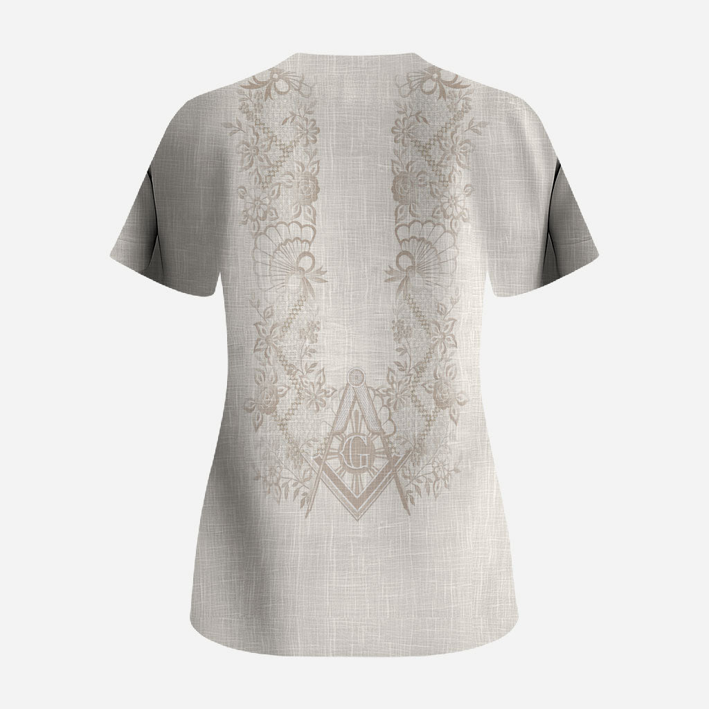 Personalised Filipino Freemasonry Scrub Top Masonic Barong Tagalog Inspired Black