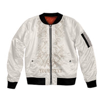 Personalised Filipino Freemasonry Sleeve Zip Bomber Jacket Masonic Barong Tagalog Inspired Black