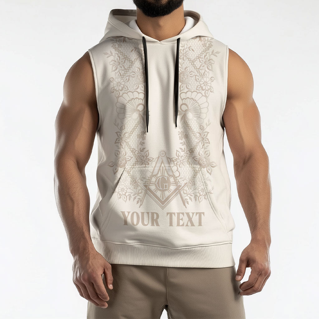 Personalised Filipino Freemasonry Sleeveless Hoodie Masonic Barong Tagalog Inspired Black