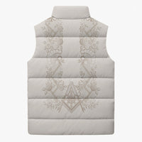 Personalised Filipino Freemasonry Sleeveless Puffer Jacket Masonic Barong Tagalog Inspired Black