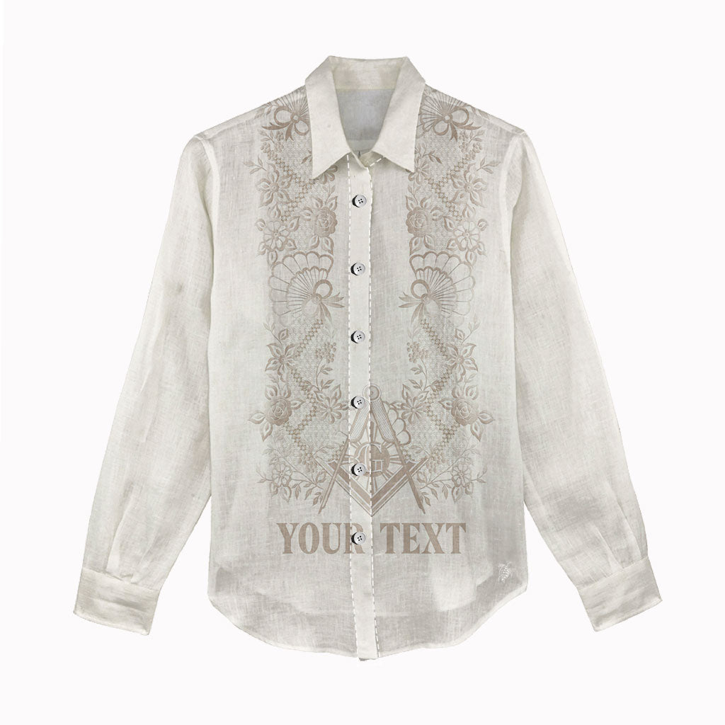 Personalised Filipino Freemasonry Women Casual Shirt Masonic Barong Tagalog Inspired Black