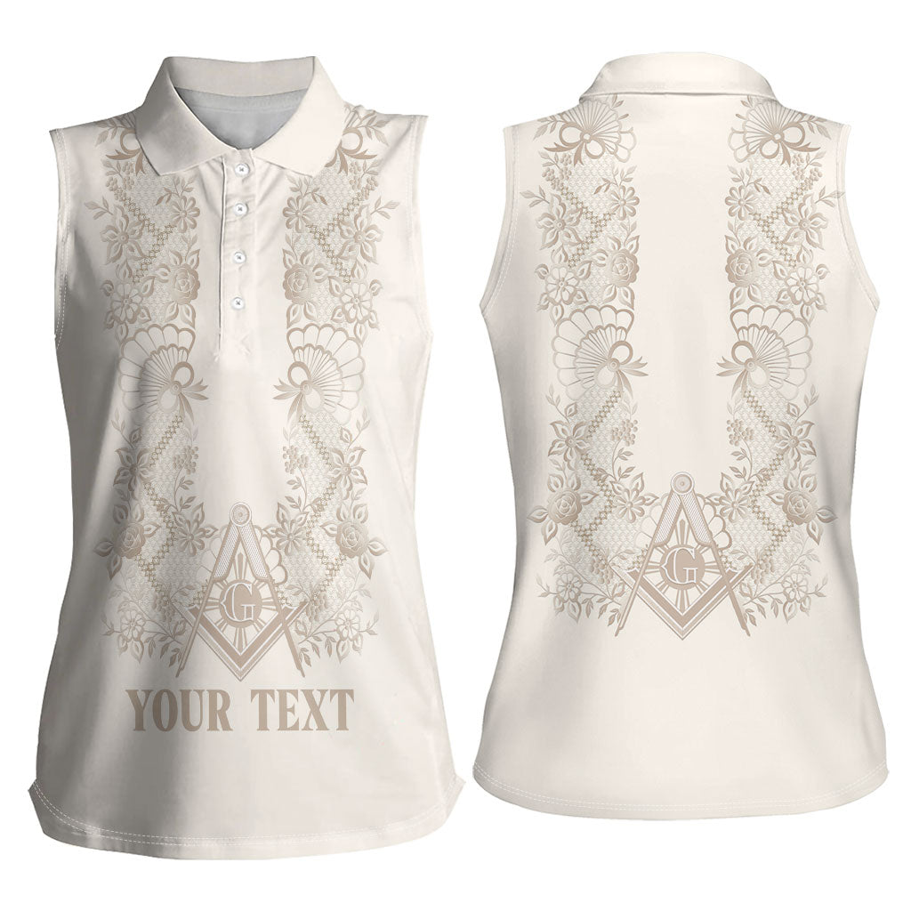 Personalised Filipino Freemasonry Women Sleeveless Polo Shirt Masonic Barong Tagalog Inspired Black