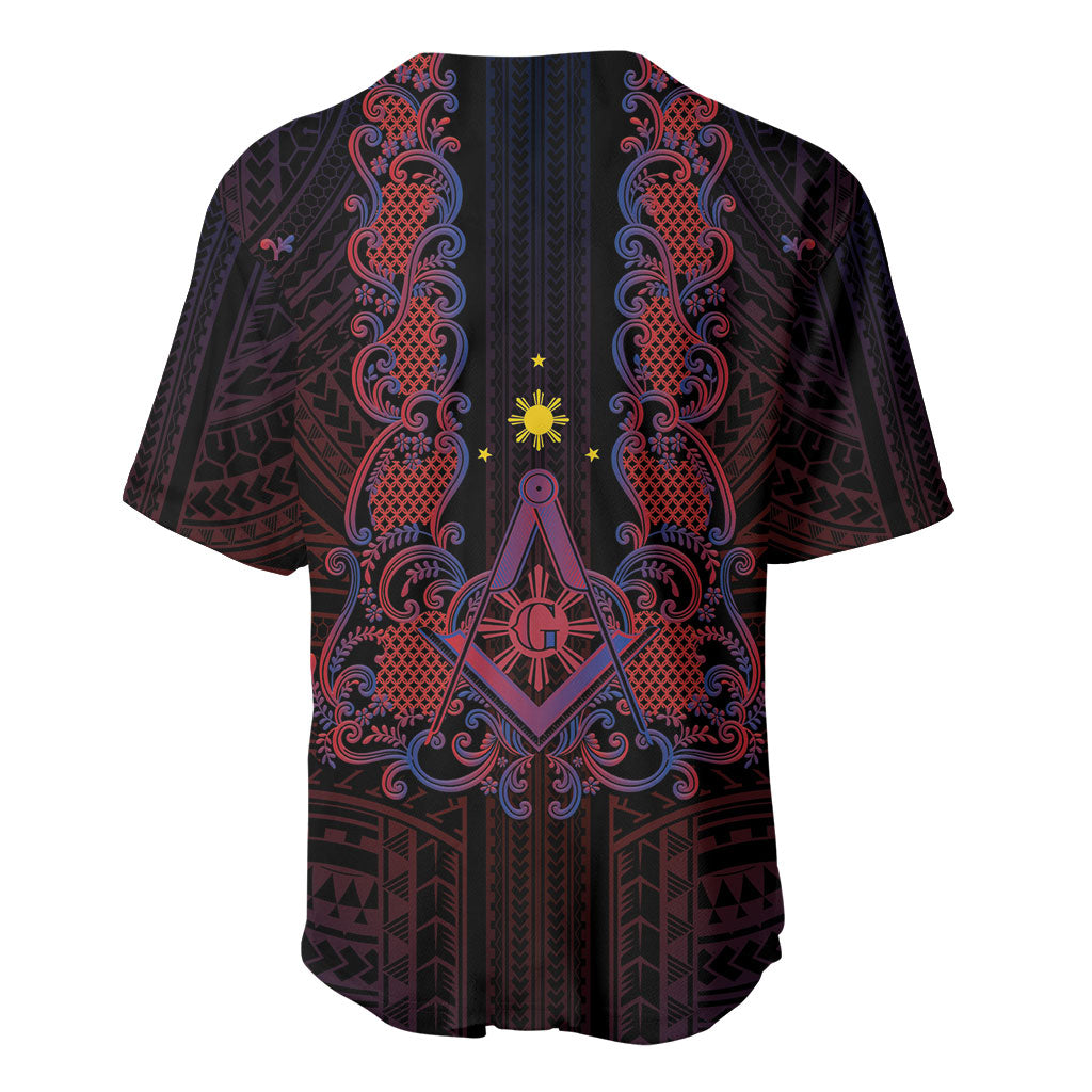 Personalised Philippines Barong Tagalog Freemasonry Baseball Jersey Filipino Masonic Polynesian Pattern