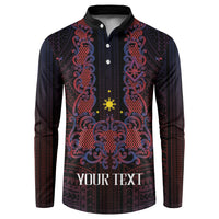 Personalised Philippines Barong Tagalog Freemasonry Button Sweatshirt Filipino Masonic Polynesian Pattern