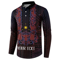 Personalised Philippines Barong Tagalog Freemasonry Button Sweatshirt Filipino Masonic Polynesian Pattern