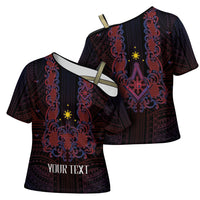 Personalised Philippines Barong Tagalog Freemasonry Cross Shoulder Shirt Filipino Masonic Polynesian Pattern