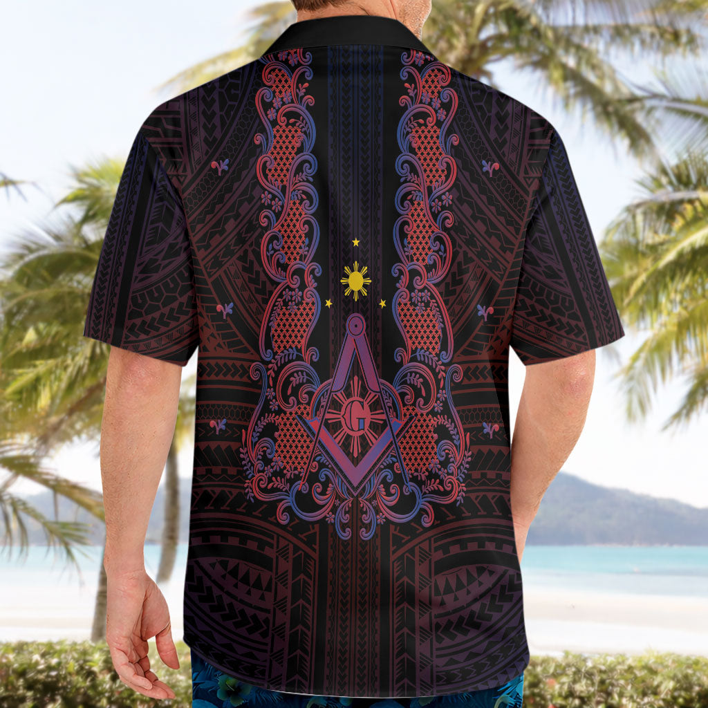 Personalised Philippines Barong Tagalog Freemasonry Hawaiian Shirt Filipino Masonic Polynesian Pattern