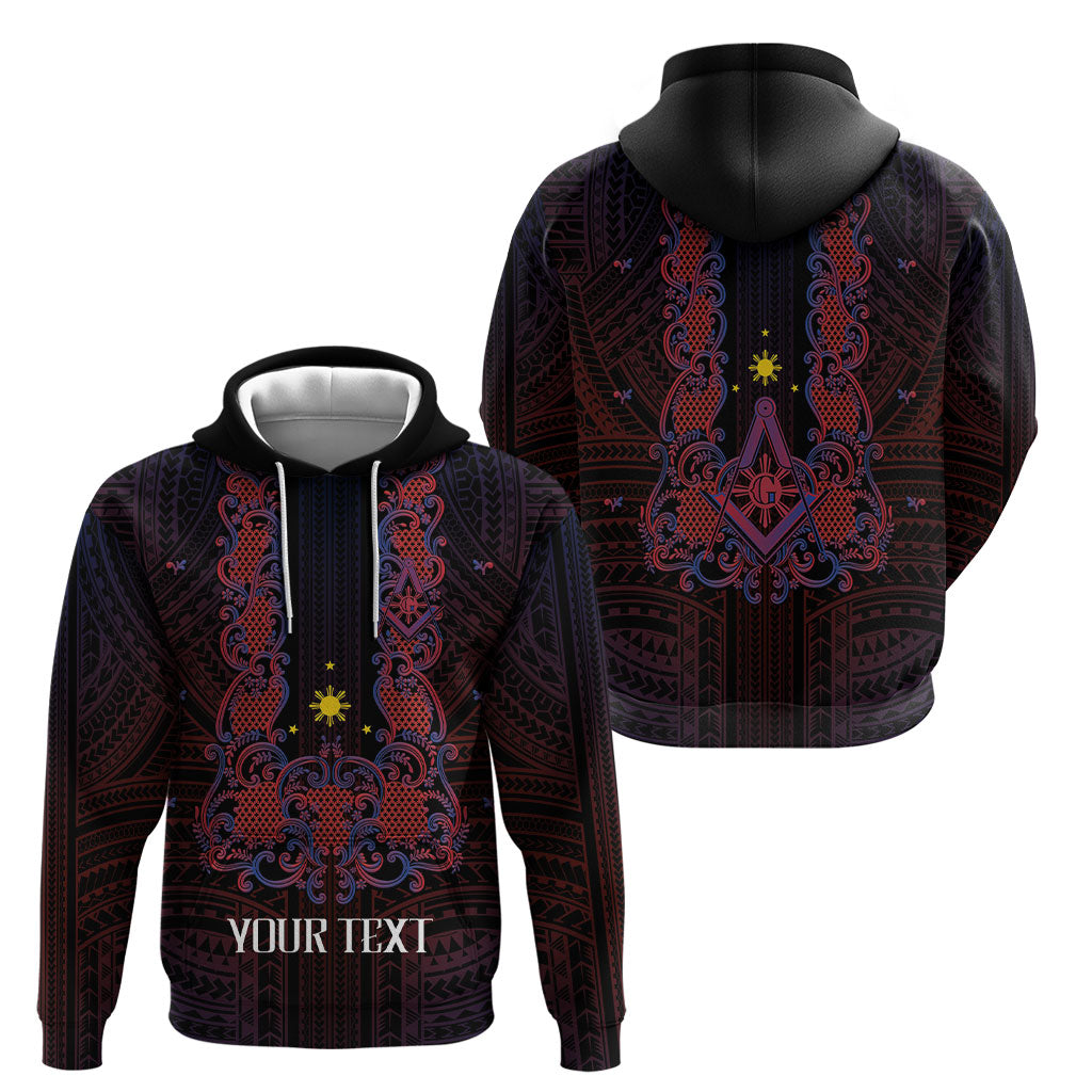 Personalised Philippines Barong Tagalog Freemasonry Hoodie Filipino Masonic Polynesian Pattern