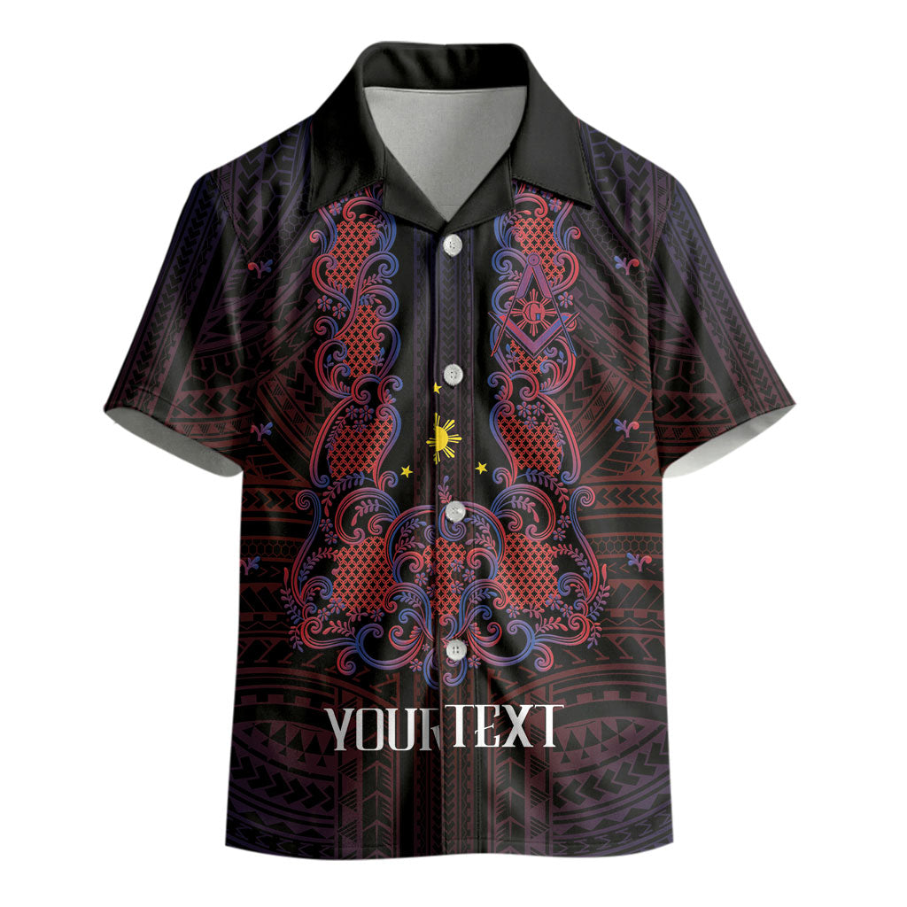 Personalised Philippines Barong Tagalog Freemasonry Kid Hawaiian Shirt Filipino Masonic Polynesian Pattern