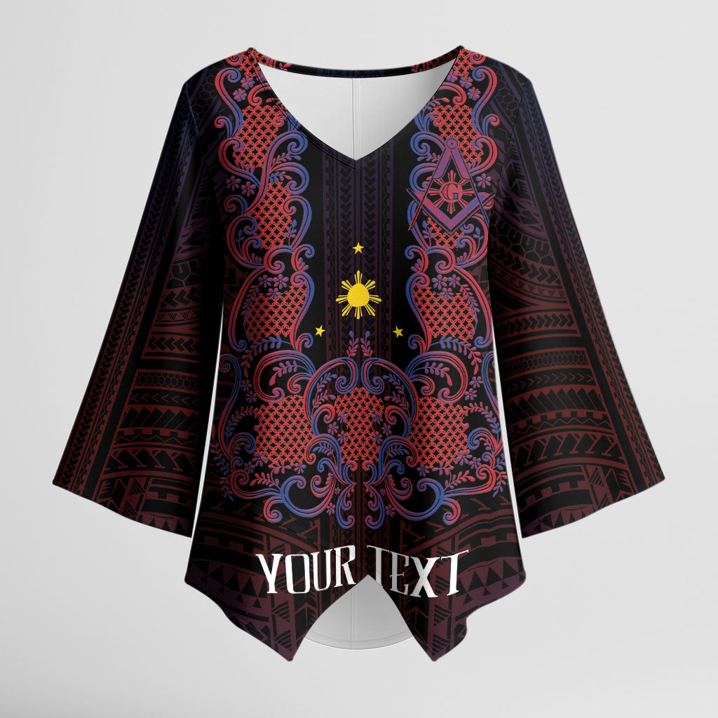 Personalised Philippines Barong Tagalog Freemasonry Kimono Sleeve Blouse Filipino Masonic Polynesian Pattern
