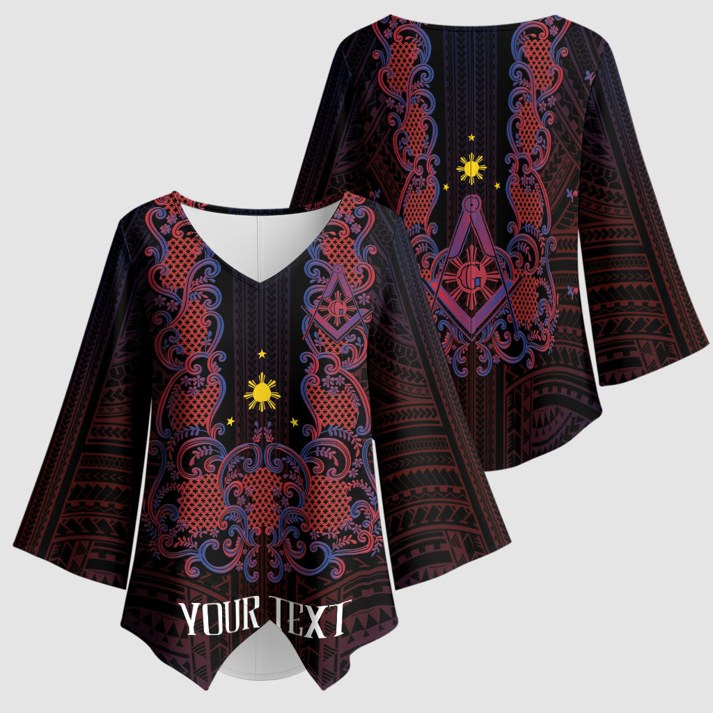 Personalised Philippines Barong Tagalog Freemasonry Kimono Sleeve Blouse Filipino Masonic Polynesian Pattern