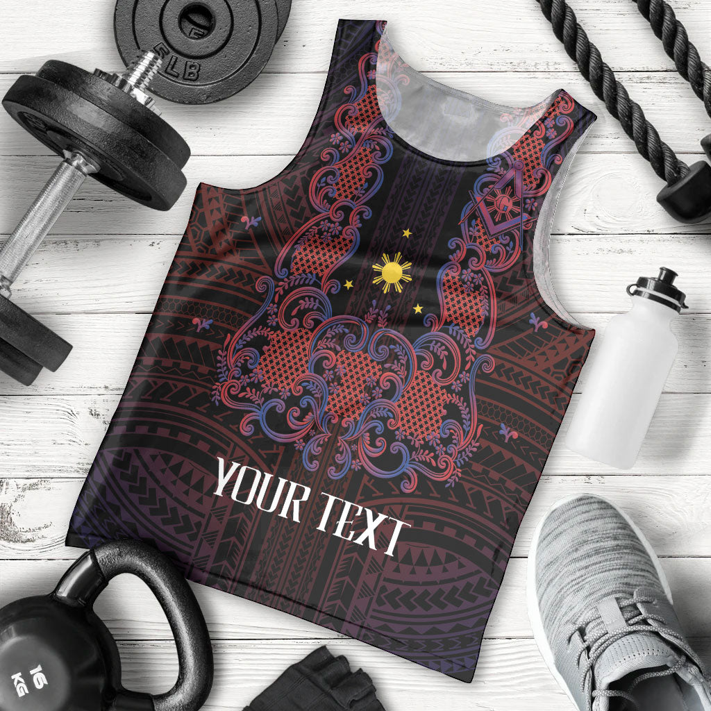 Personalised Philippines Barong Tagalog Freemasonry Men Tank Top Filipino Masonic Polynesian Pattern