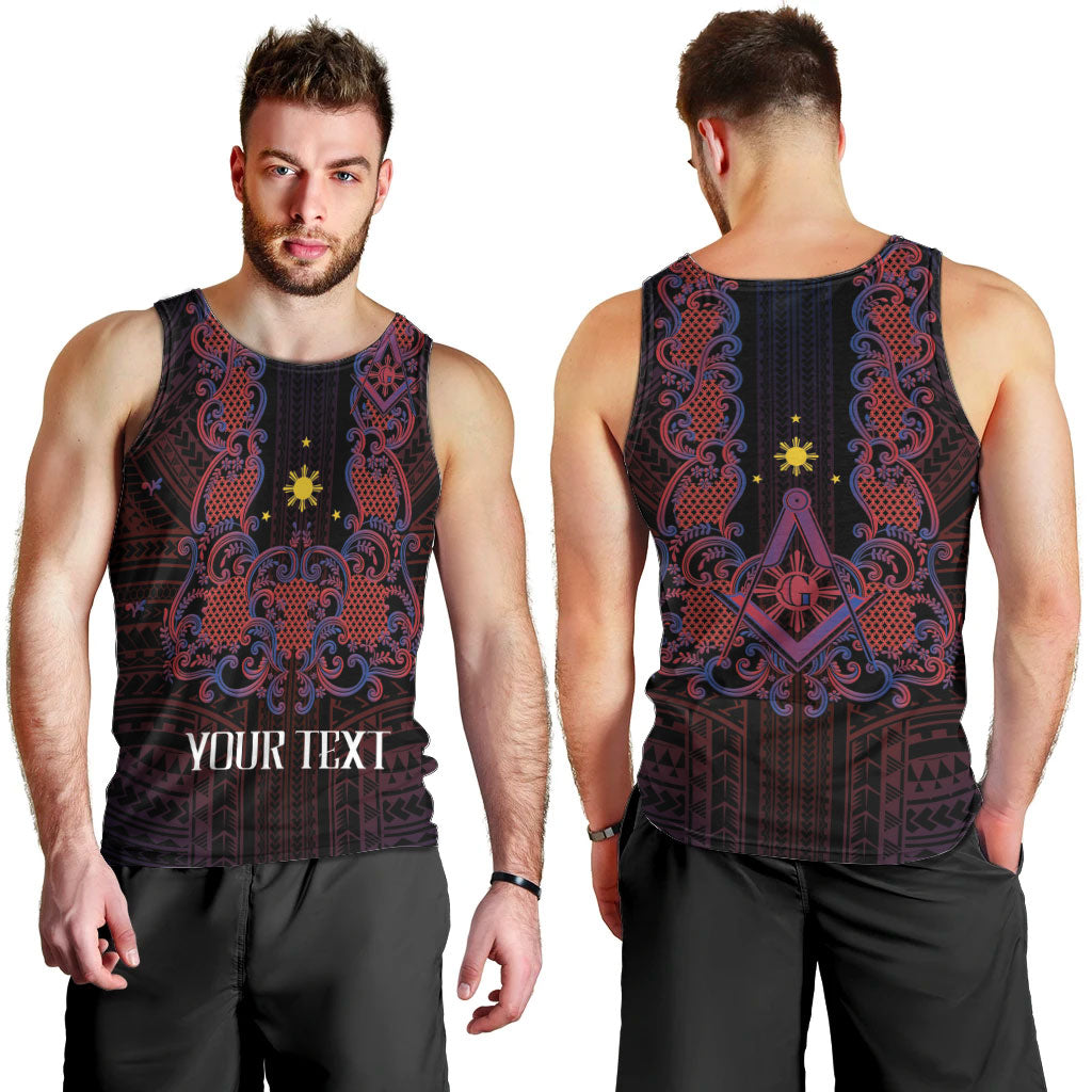 Personalised Philippines Barong Tagalog Freemasonry Men Tank Top Filipino Masonic Polynesian Pattern
