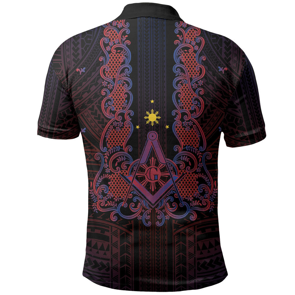 Personalised Philippines Barong Tagalog Freemasonry Polo Shirt Filipino Masonic Polynesian Pattern