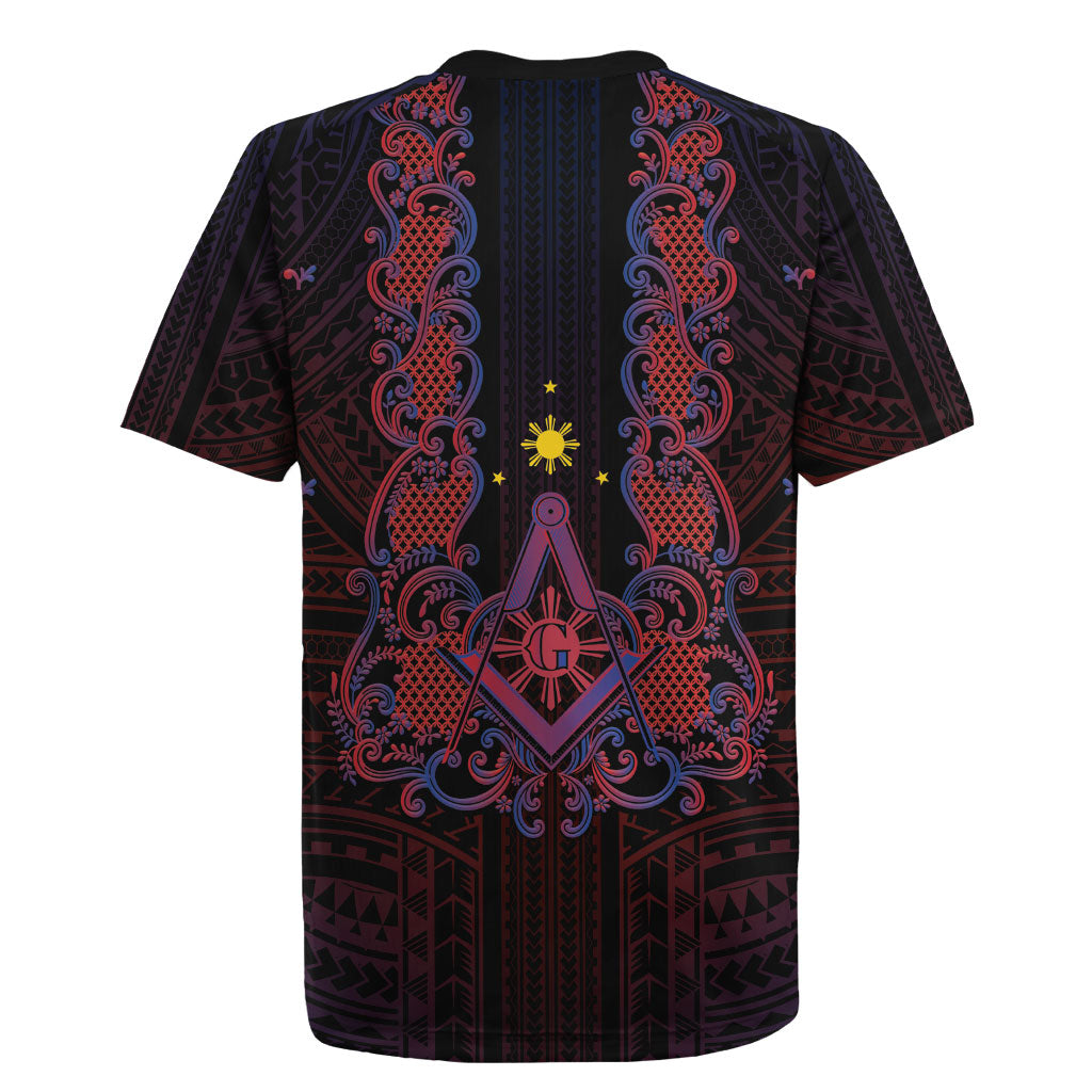 Personalised Philippines Barong Tagalog Freemasonry Rugby Jersey Filipino Masonic Polynesian Pattern