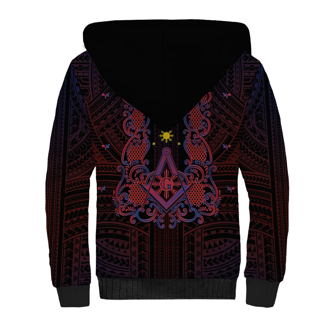 Personalised Philippines Barong Tagalog Freemasonry Sherpa Hoodie Filipino Masonic Polynesian Pattern