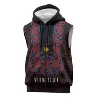 Personalised Philippines Barong Tagalog Freemasonry Sleeveless Zip Hoodie Filipino Masonic Polynesian Pattern