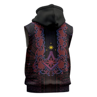 Personalised Philippines Barong Tagalog Freemasonry Sleeveless Zip Hoodie Filipino Masonic Polynesian Pattern