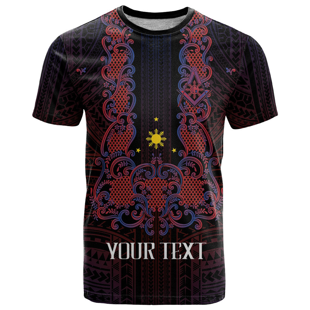 Personalised Philippines Barong Tagalog Freemasonry T Shirt Filipino Masonic Polynesian Pattern