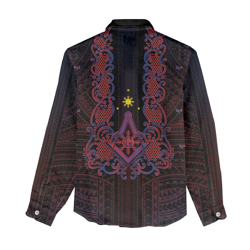 Personalised Philippines Barong Tagalog Freemasonry Women Casual Shirt Filipino Masonic Polynesian Pattern