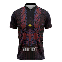 Personalised Philippines Barong Tagalog Freemasonry Zipper Polo Shirt Filipino Masonic Polynesian Pattern