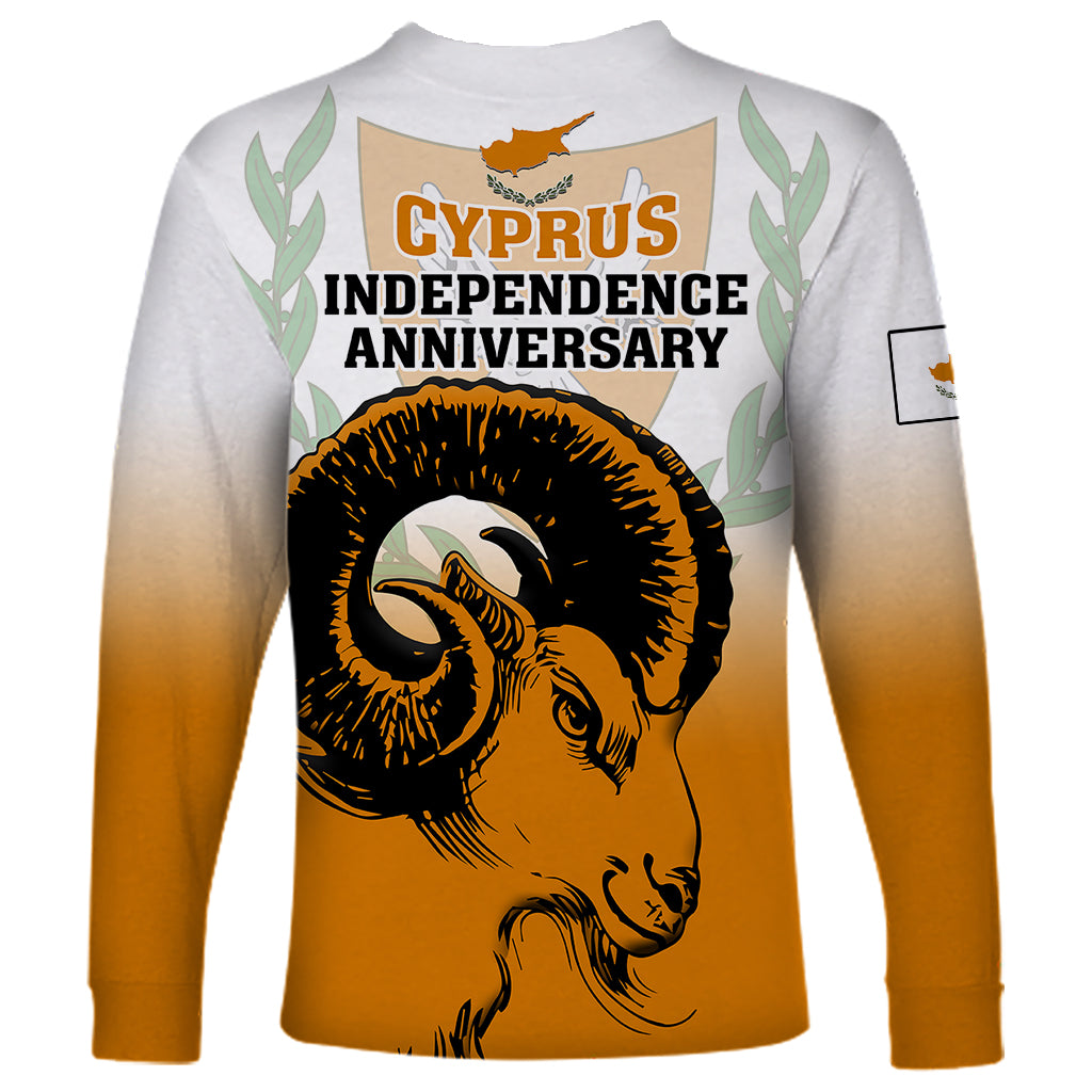 Cyprus Independence Day Long Sleeve Shirt Coat Of Arms With Cypriot Mouflon Gradient Style - Wonder Print Shop
