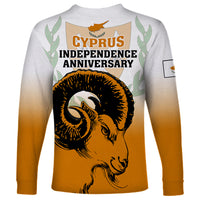 Cyprus Independence Day Long Sleeve Shirt Coat Of Arms With Cypriot Mouflon Gradient Style - Wonder Print Shop