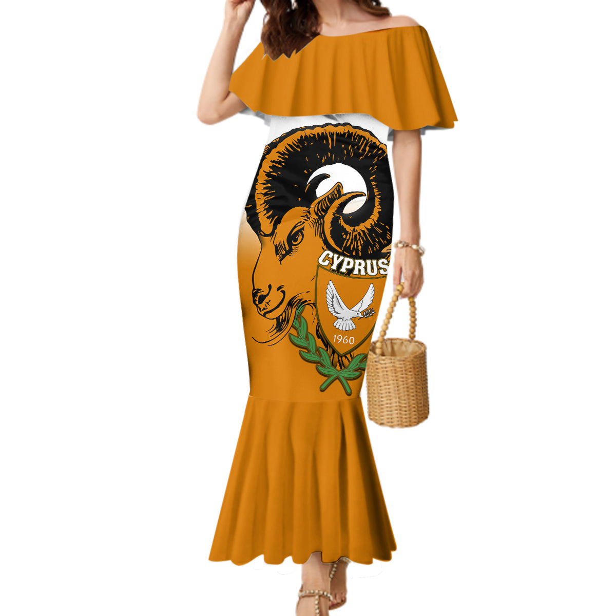 cyprus-independence-day-mermaid-dress-coat-of-arms-with-cypriot-mouflon-gradient-style