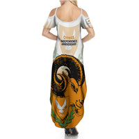 Cyprus Independence Day Summer Maxi Dress Coat Of Arms With Cypriot Mouflon Gradient Style - Wonder Print Shop