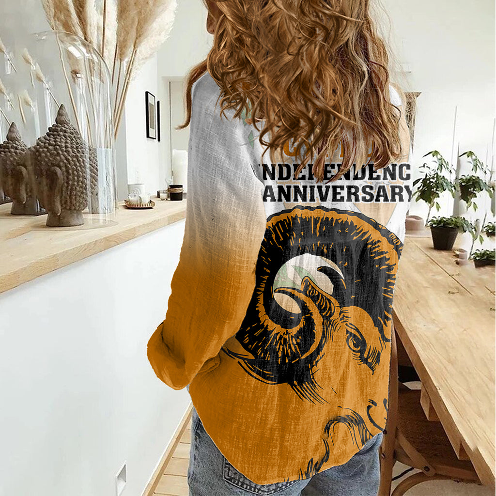 Cyprus Independence Day Women Casual Shirt Coat Of Arms With Cypriot Mouflon Gradient Style - Wonder Print Shop