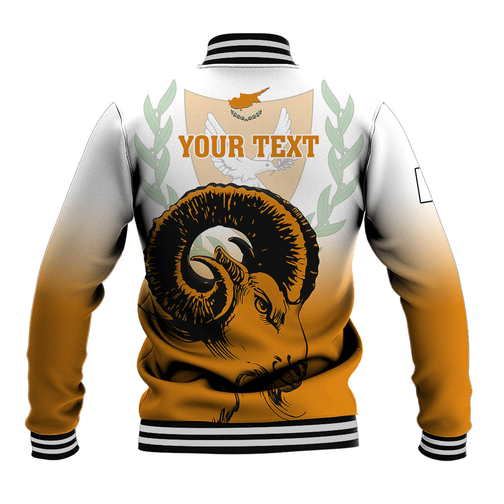 Personalised Cyprus Independence Day Baseball Jacket Coat Of Arms With Cypriot Mouflon Gradient Style - Wonder Print Shop