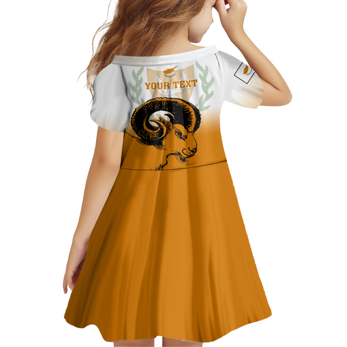 Personalised Cyprus Independence Day Family Matching Tank Maxi Dress and Hawaiian Shirt Coat Of Arms With Cypriot Mouflon Gradient Style - Wonder Print Shop