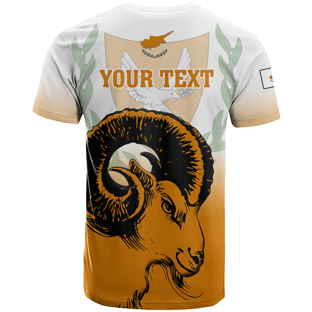 Personalised Cyprus Independence Day T Shirt Coat Of Arms With Cypriot Mouflon Gradient Style - Wonder Print Shop