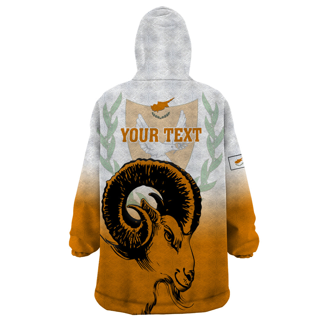 Personalised Cyprus Independence Day Wearable Blanket Hoodie Coat Of Arms With Cypriot Mouflon Gradient Style - Wonder Print Shop
