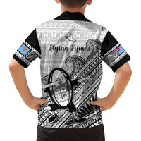 Fiji Tapa Rugby Kid Hawaiian Shirt Flying Fijian 2023 World Cup With Dabbing Ball - Wonder Print Shop