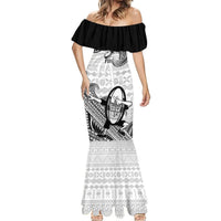 Fiji Tapa Rugby Mermaid Dress Flying Fijian 2023 World Cup With Dabbing Ball - Wonder Print Shop