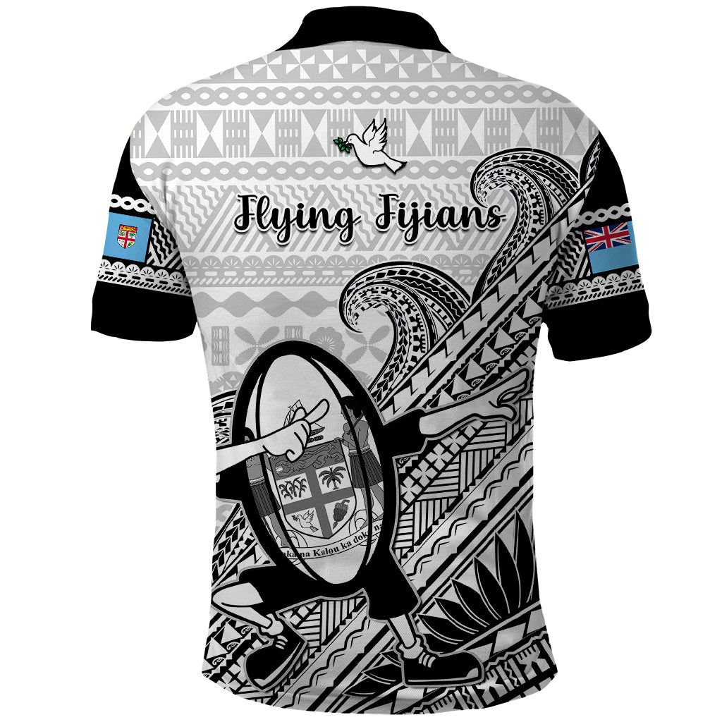 Fiji Tapa Rugby Polo Shirt Flying Fijian 2023 World Cup With Dabbing Ball - Wonder Print Shop