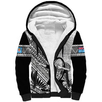 Fiji Tapa Rugby Sherpa Hoodie Flying Fijian 2023 World Cup With Dabbing Ball - Wonder Print Shop