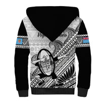 Fiji Tapa Rugby Sherpa Hoodie Flying Fijian 2023 World Cup With Dabbing Ball - Wonder Print Shop