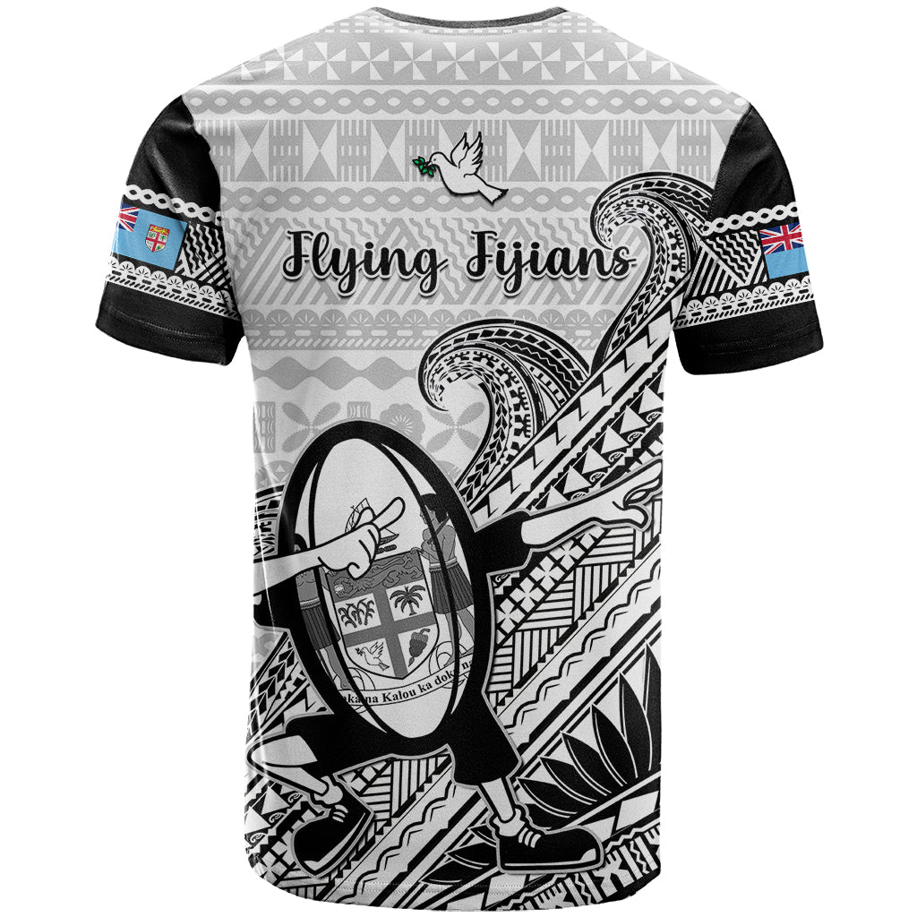 Fiji Tapa Rugby T Shirt Flying Fijian 2023 World Cup With Dabbing Ball - Wonder Print Shop