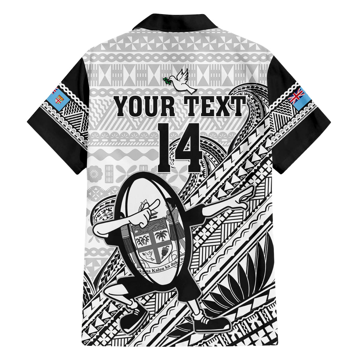 Custom Fiji Tapa Rugby Kid Hawaiian Shirt Flying Fijian 2023 World Cup With Dabbing Ball - Wonder Print Shop