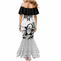 Custom Fiji Tapa Rugby Mermaid Dress Flying Fijian 2023 World Cup With Dabbing Ball - Wonder Print Shop