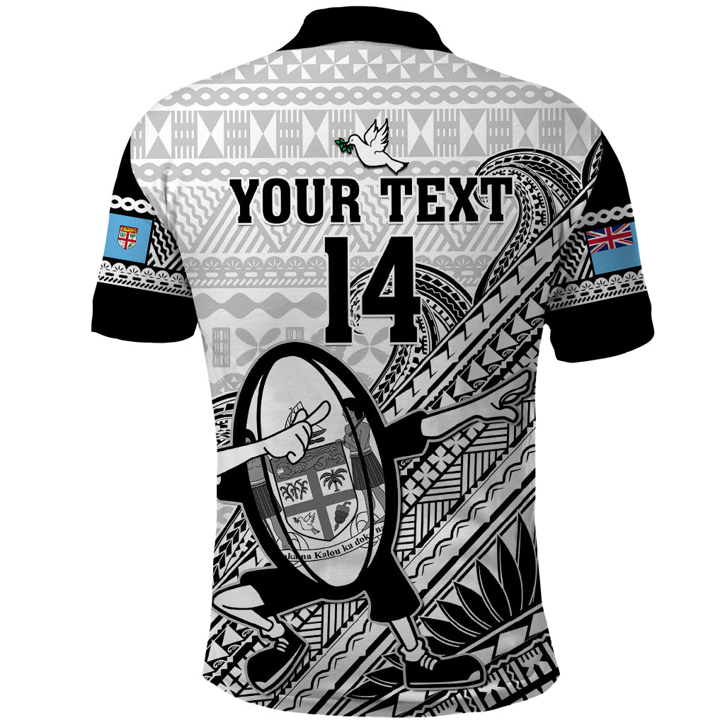 Custom Fiji Tapa Rugby Polo Shirt Flying Fijian 2023 World Cup With Dabbing Ball - Wonder Print Shop