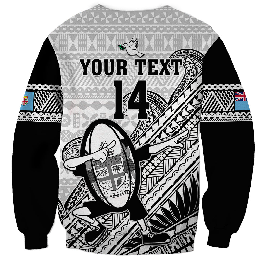 Custom Fiji Tapa Rugby Sweatshirt Flying Fijian 2023 World Cup With Dabbing Ball - Wonder Print Shop