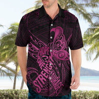 Polynesia Breast Cancer Awareness Hawaiian Shirt No One Fights Alone Pink Ribbon With Butterfly - Wonder Print Shop