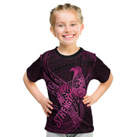 Polynesia Breast Cancer Awareness Kid T Shirt No One Fights Alone Pink Ribbon With Butterfly - Wonder Print Shop