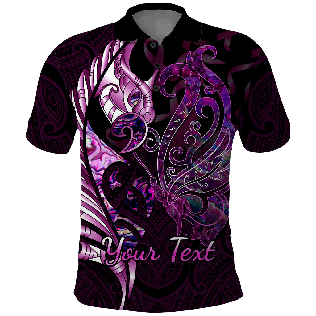 personalised-new-zealand-breast-cancer-polo-shirt-fight-like-a-girl-pink-manaia-fern-with-paua-shell